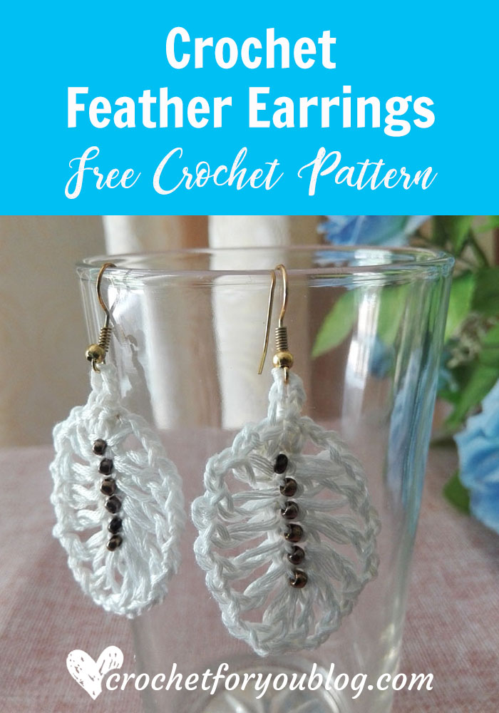 Crochet Feather Earrings - free pattern