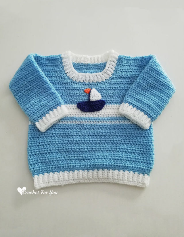 Crochet Set Sail Baby Sweater Free Pattern - Crochet For You