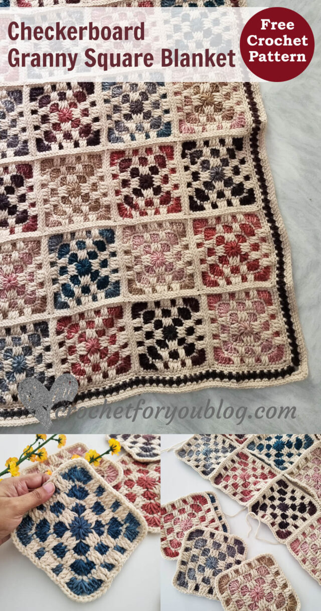 Crochet Checkerboard Granny Square Blanket - Crochet For You