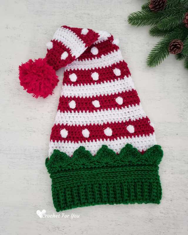 Crochet Bobbles and Stripes Santa Hat Free Pattern - Crochet For You