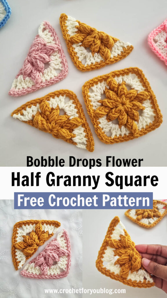 How to Crochet Half Bobble Drops Granny Square - Crochet For You