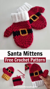 Crochet Santa Mittens Free Pattern - Crochet For You
