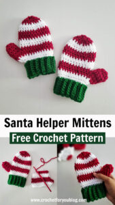 Santa Helper Crochet Mittens Free Pattern - Crochet For You