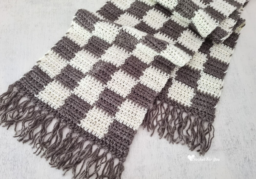 Crochet Checkered Style Scarf Free Pattern - Crochet For You