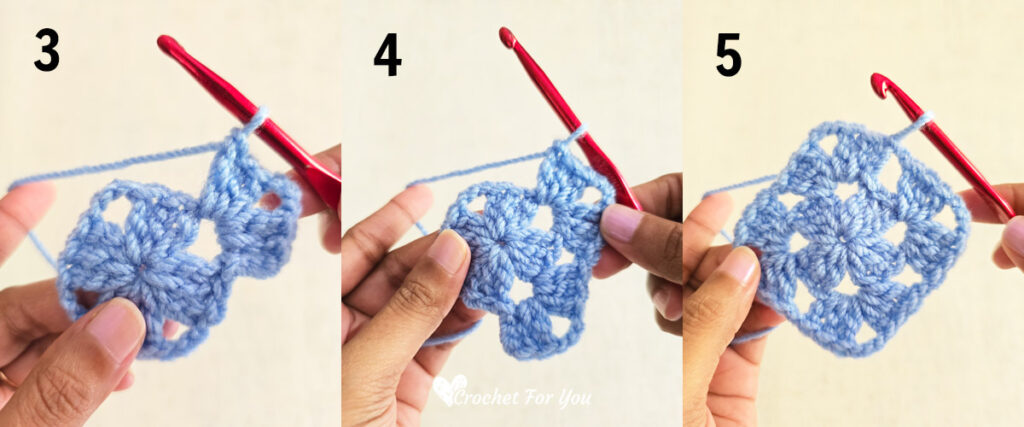 How to crochet a basic granny square 3